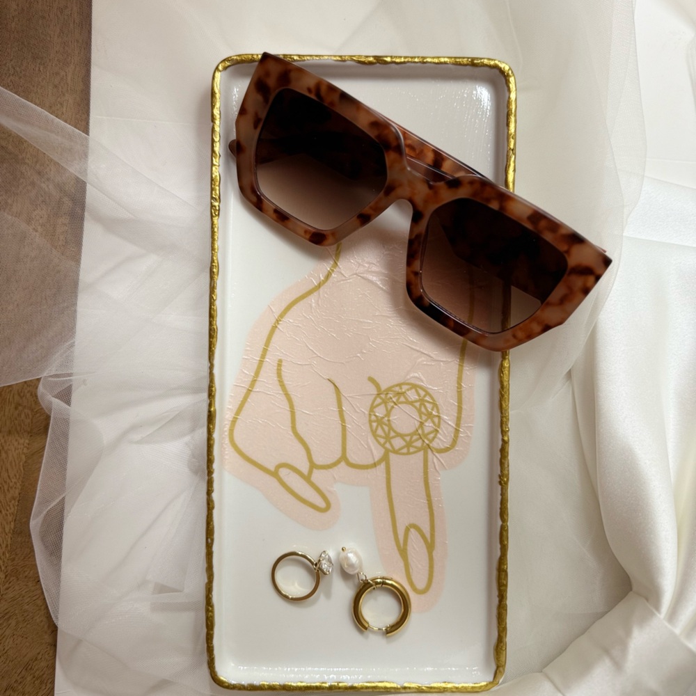 “THE RING” Western Glam Pink Gold Jewelry Organizer Dish Elegant Storage Bride